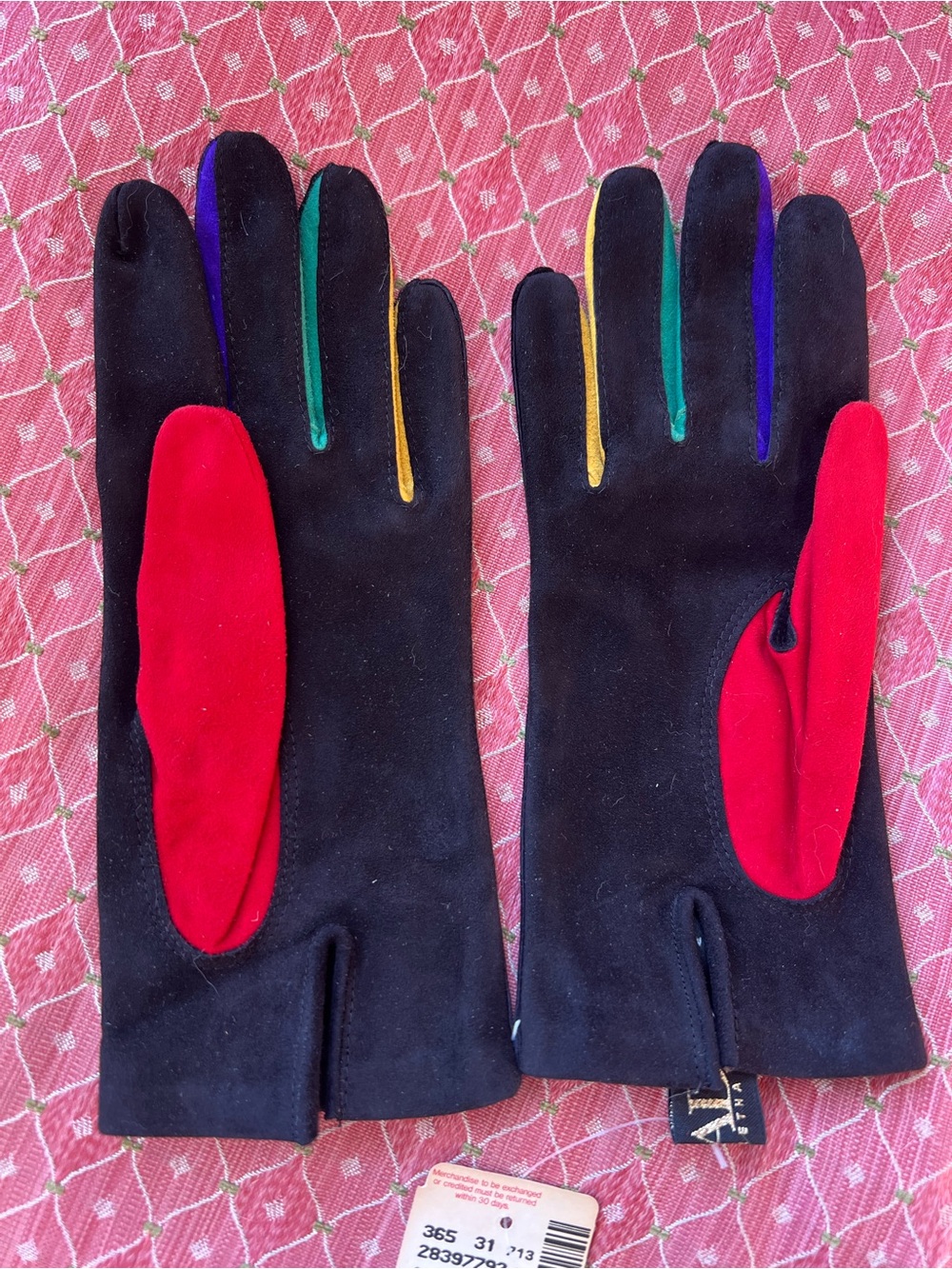 Escada Black and Rainbow Suede gloves - Picture 2 of 3